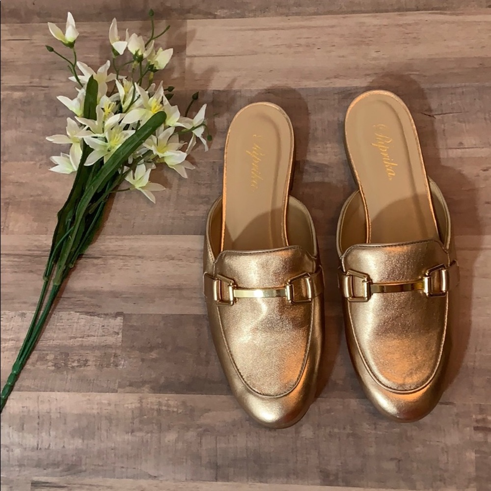 Paprika Rose Gold Flat Slip On Loafers